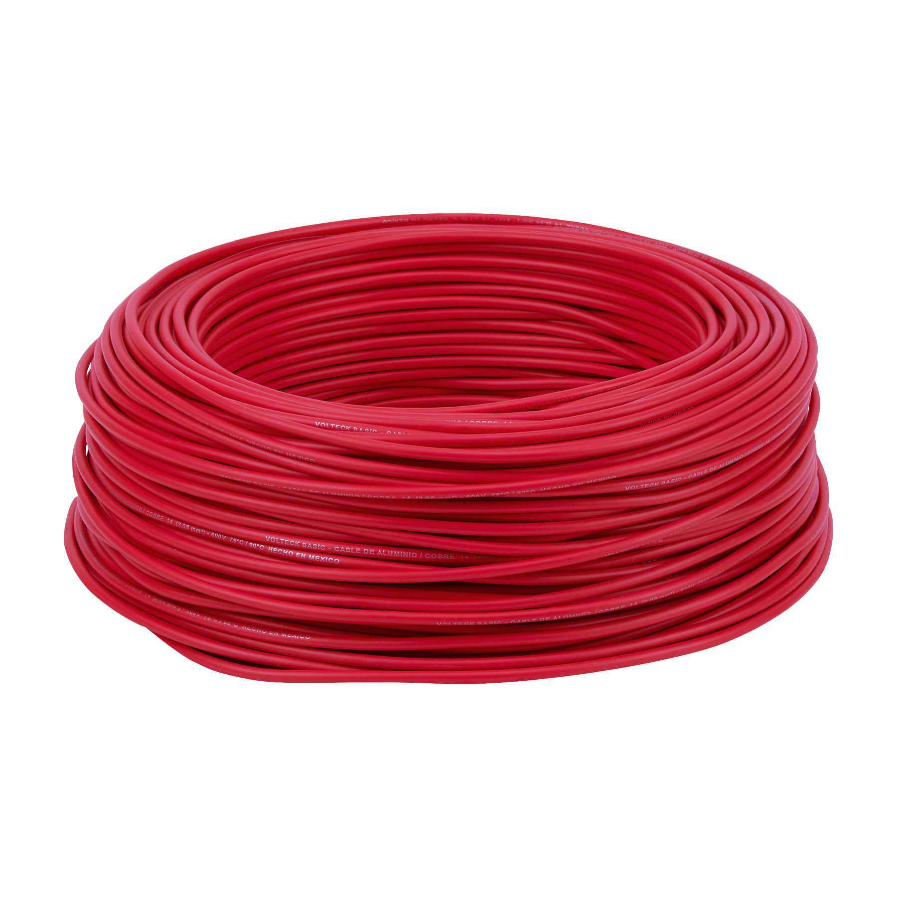 Rollo de 100 metros de cable THW CCA 14 AWG rojo, Basic