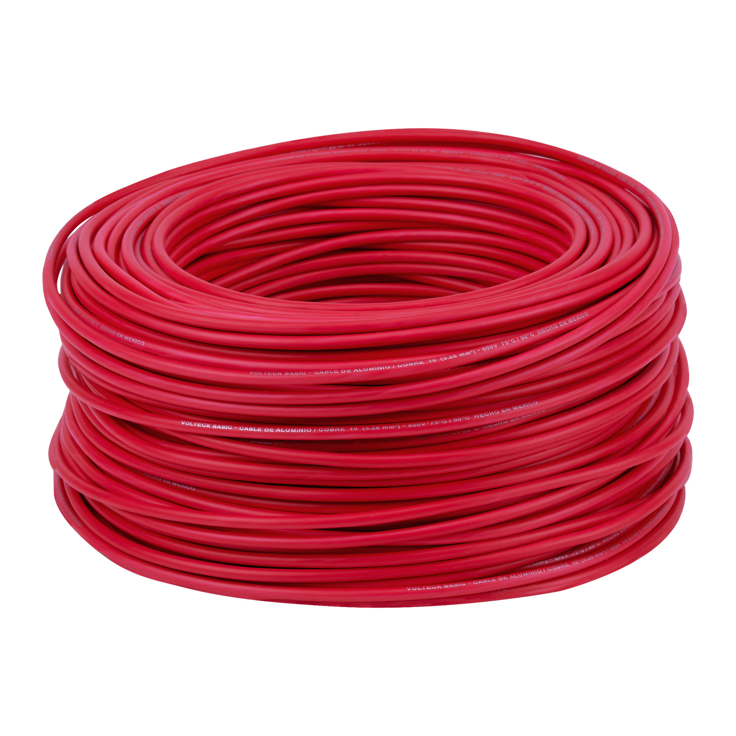 Rollo de 100 metros de cable THW CCA 10 AWG rojo, Basic