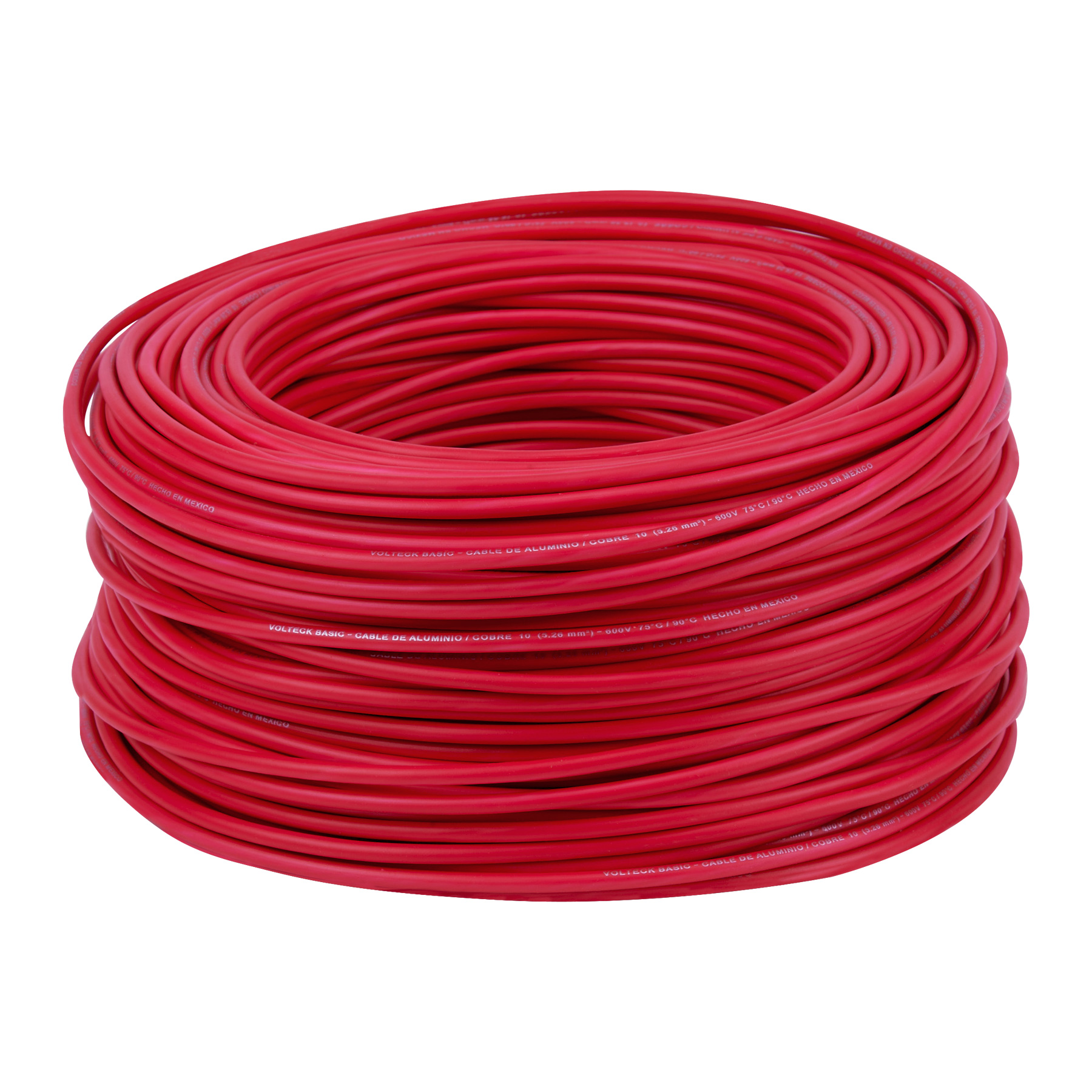 Rollo de 100 metros de cable THW CCA 10 AWG rojo, Basic