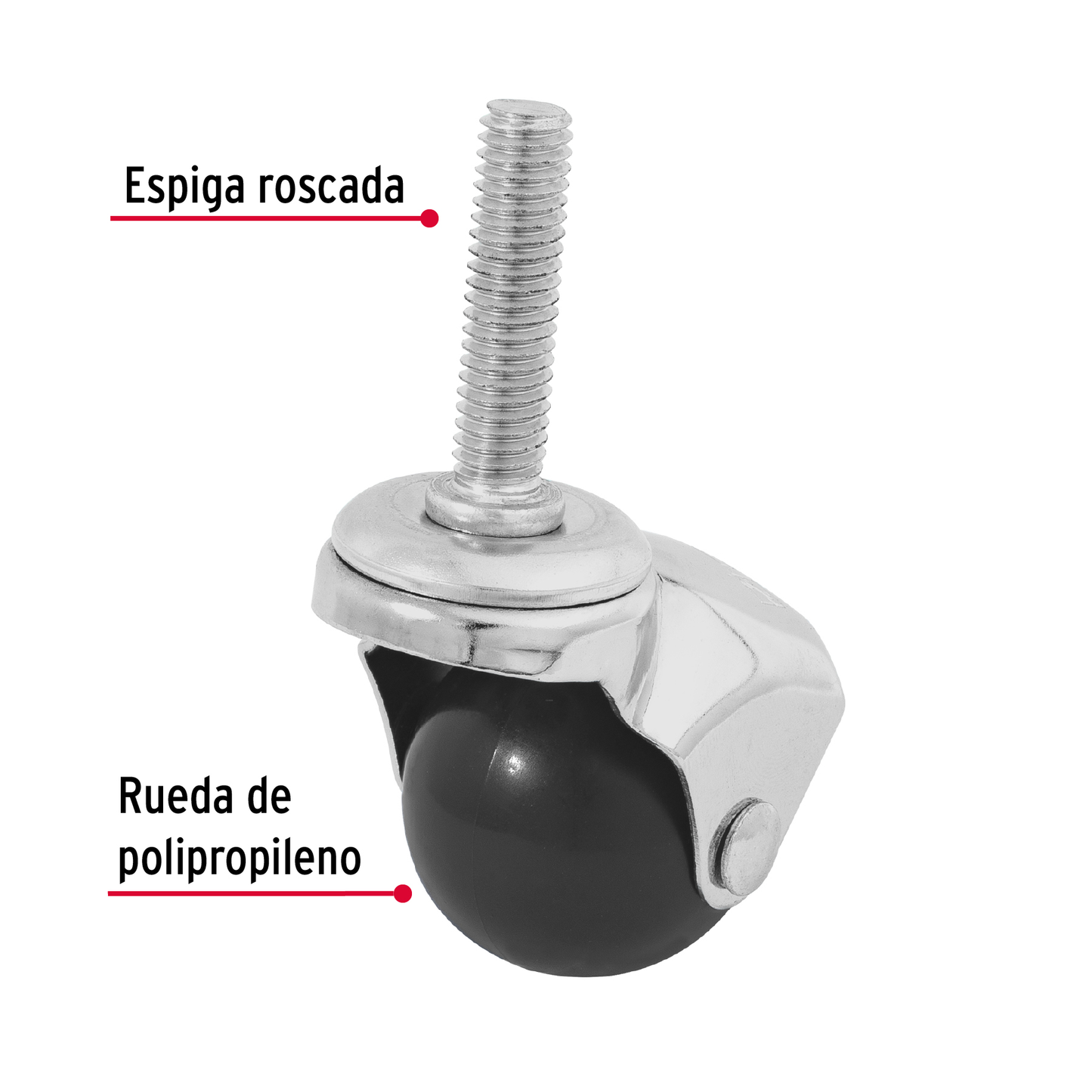 Rodaja esférica, 40 mm con espiga