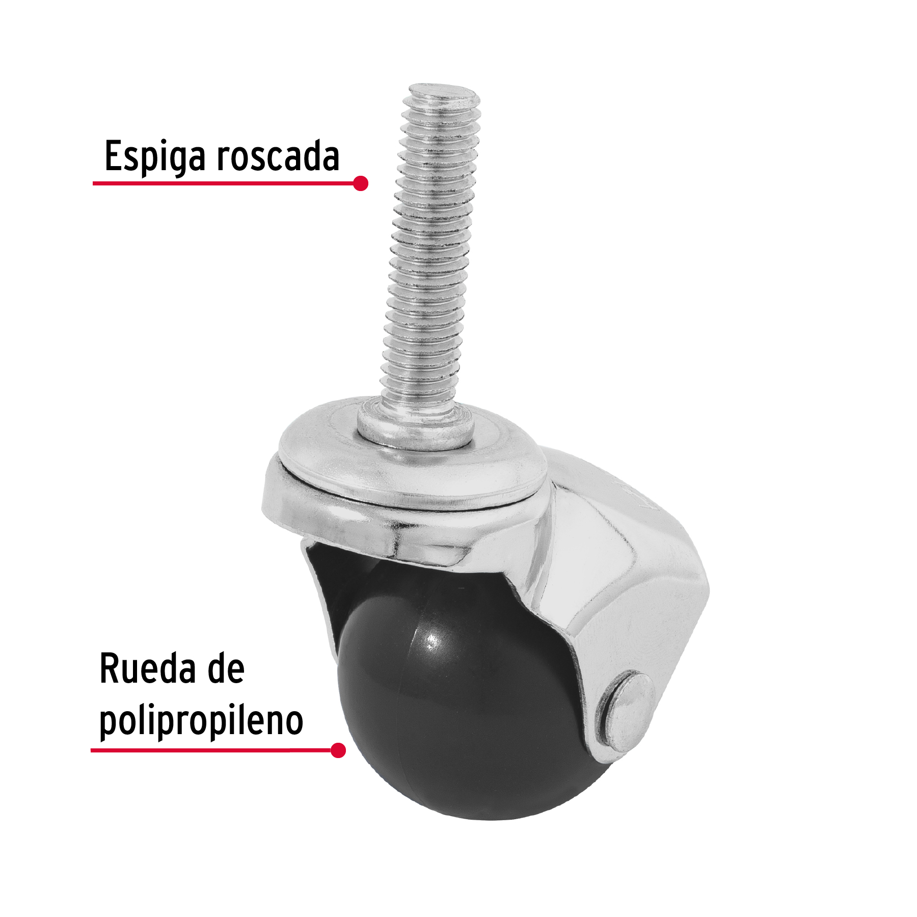 Rodaja esférica, 40 mm con espiga