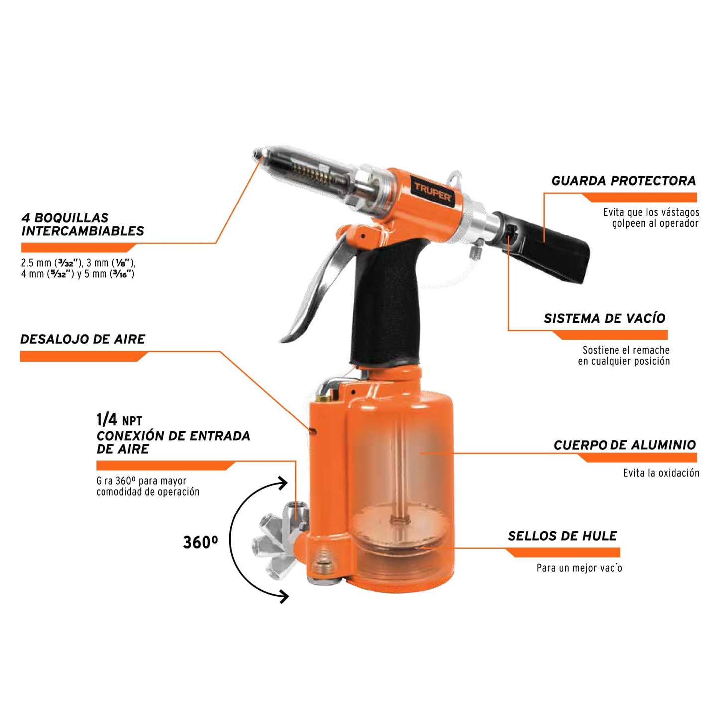 Remachadora Neumatica de 3/16" SUSTITIYE 101896