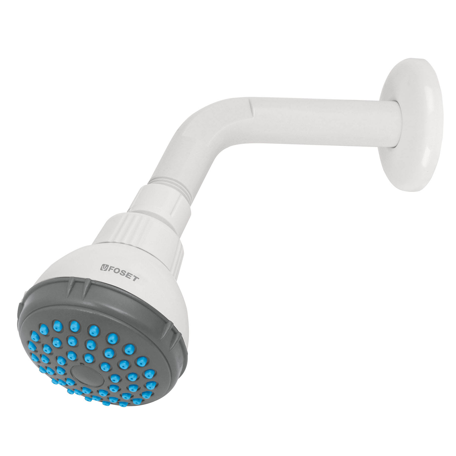 Regadera redonda, cabeza ABS, 2-1/2', Blanca, Basic