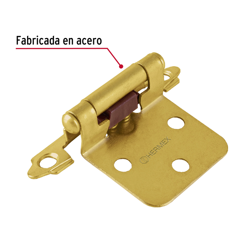 Bolsa 2 bisagras parche de 7 cm, latonado, HERMEX