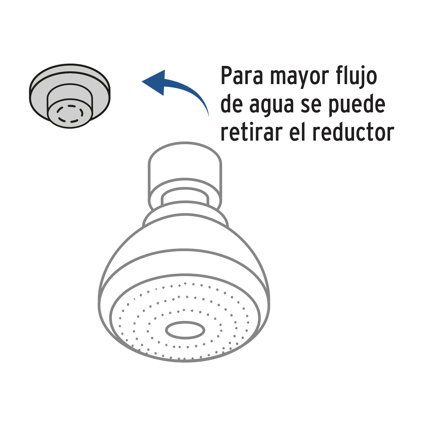 Regadera redonda, cabeza ABS, 2-1/2', Blanca, Basic