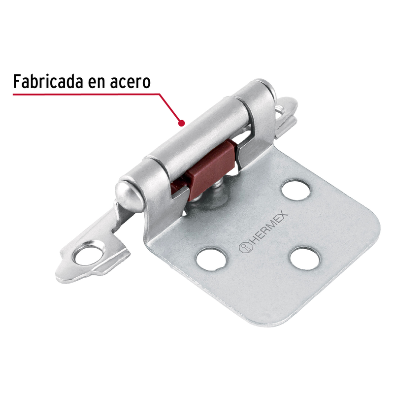 Bolsa 2 bisagras parche de 7 cm, níquel satinado, HERMEX