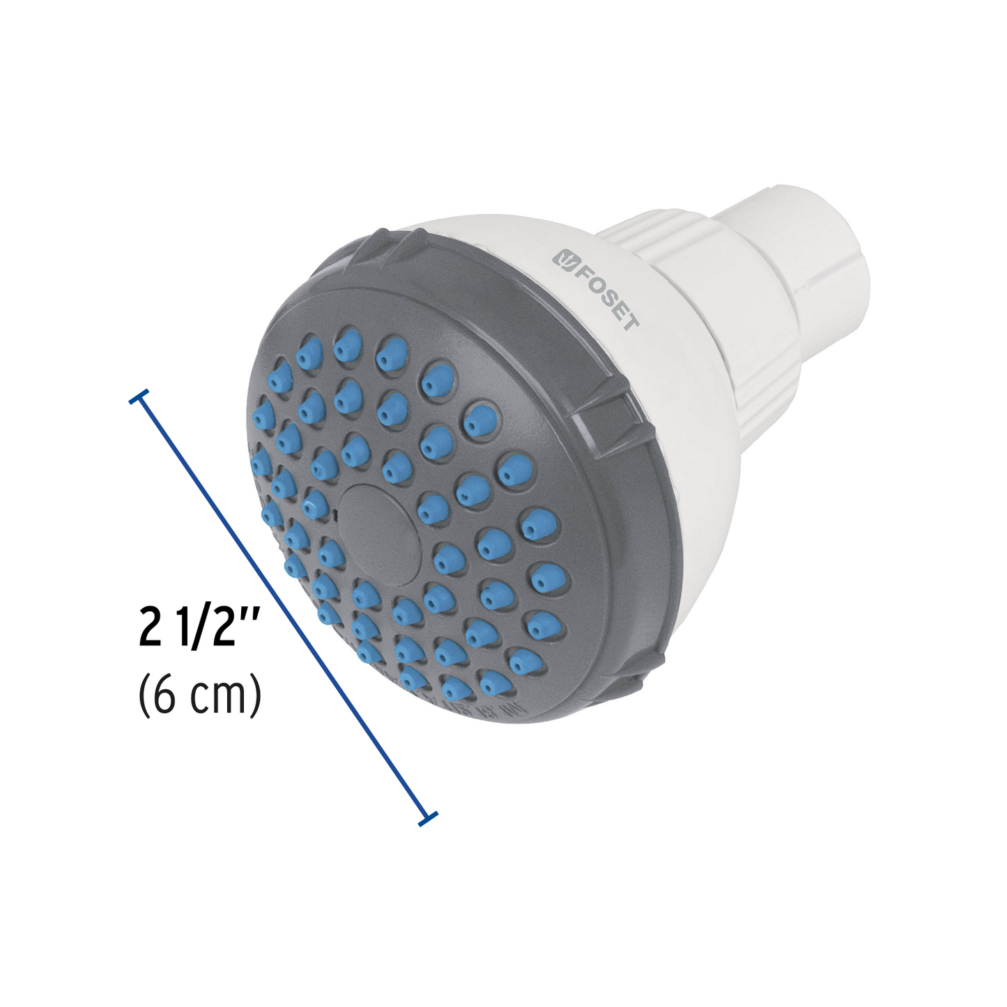 Regadera redonda sin brazo de ABS, 2-1/2', Blanca, Basic