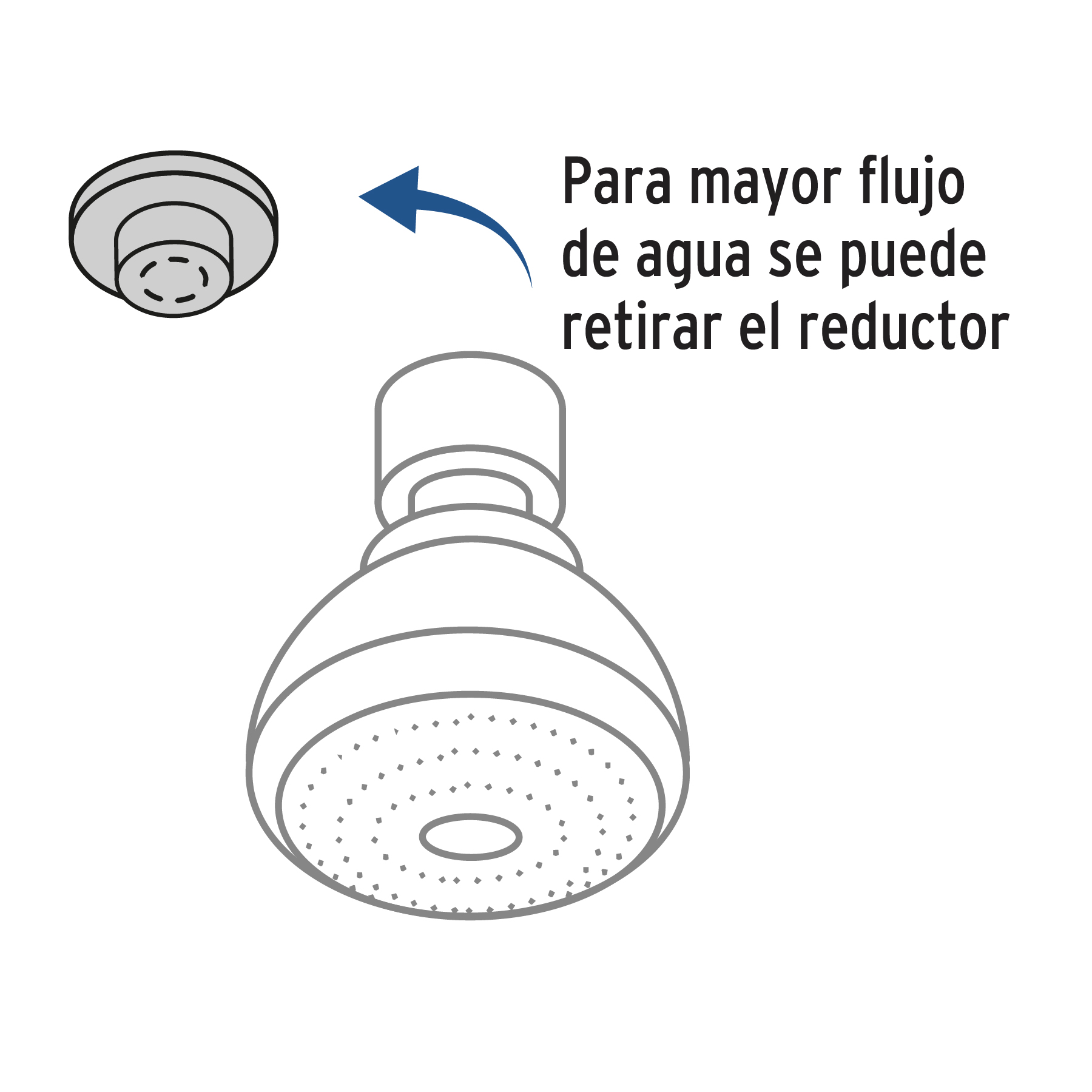 Regadera redonda sin brazo de ABS, 2-1/2', Blanca, Basic