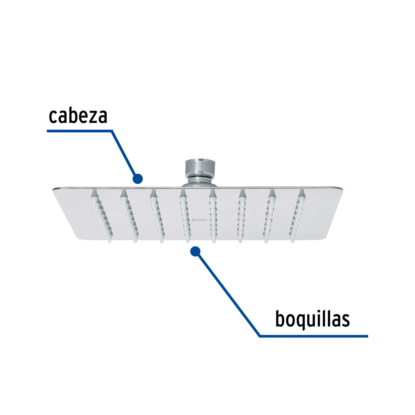 Regadera cuadrada 8', acero inox, sin brazo, cromo, Túbig