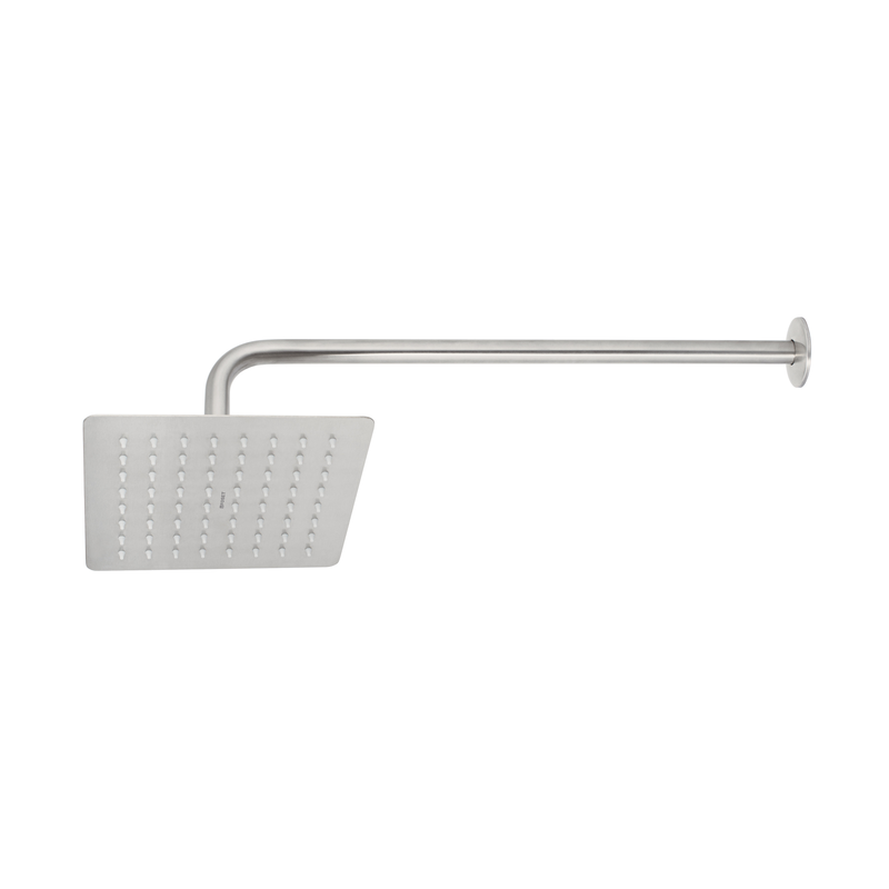 Regadera cuadrada 8', acero inox, con brazo, satín, Túbig