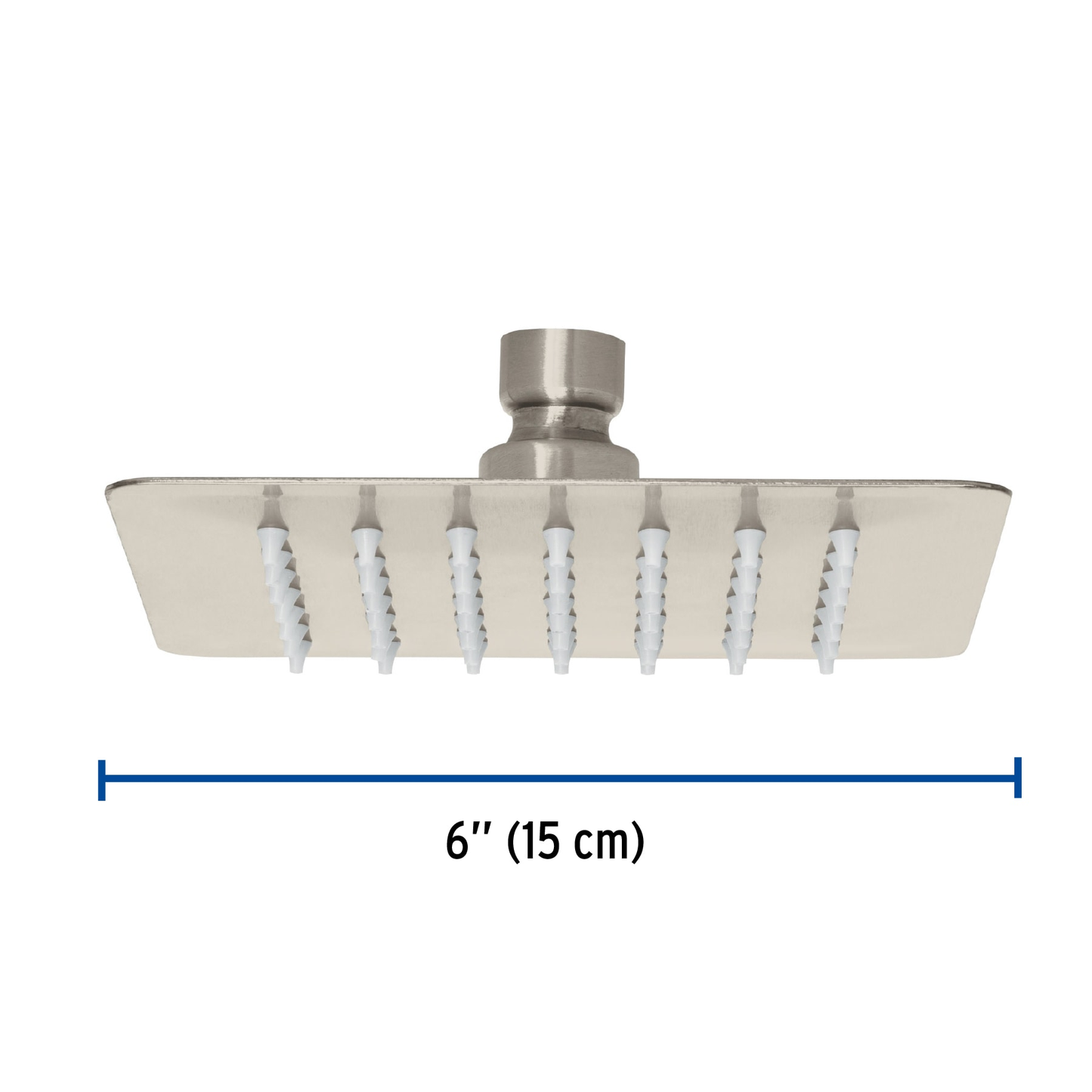 Regadera cuadrada 6', acero inox, sin brazo, satín, Túbig