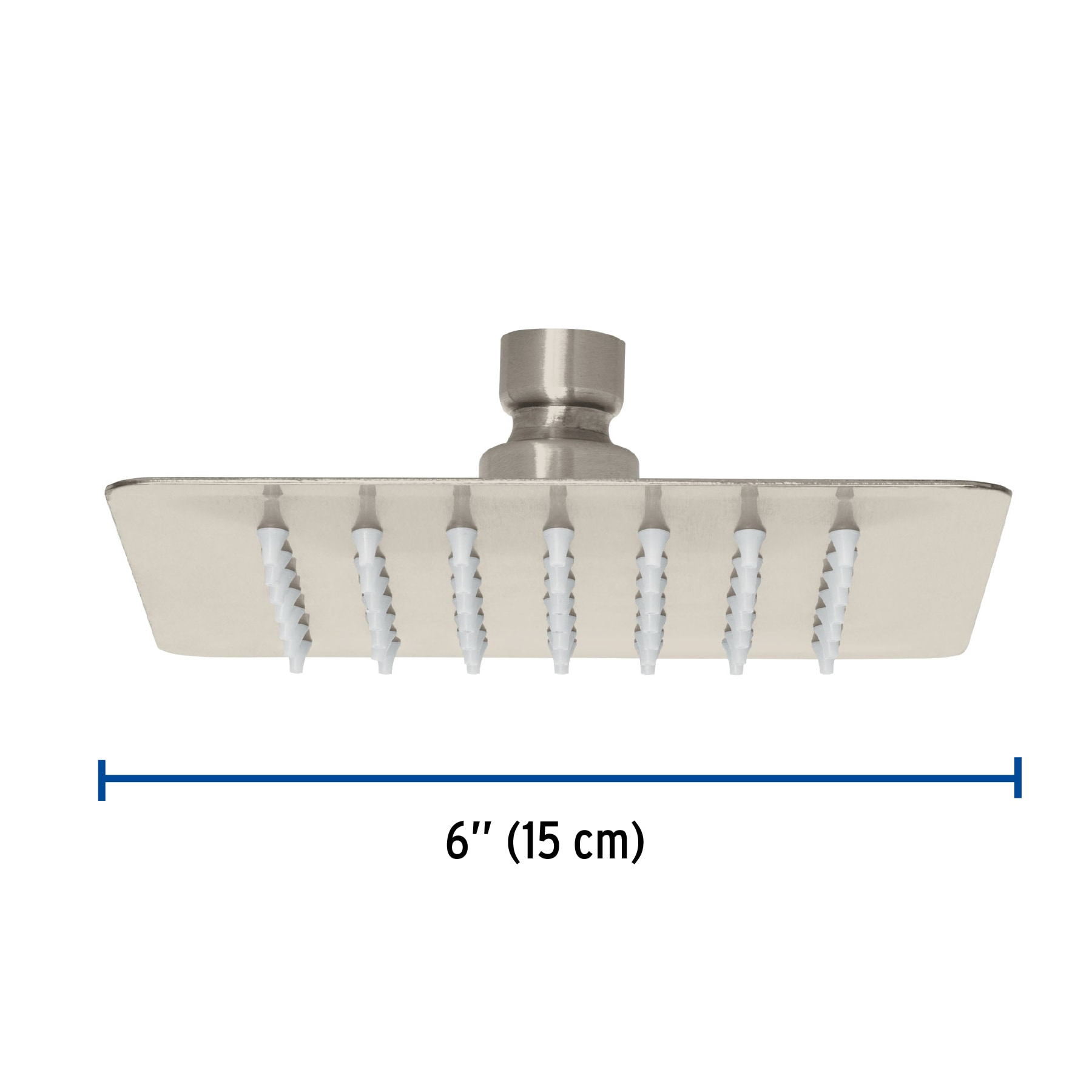 Regadera cuadrada 6', acero inox, sin brazo, satín, Túbig