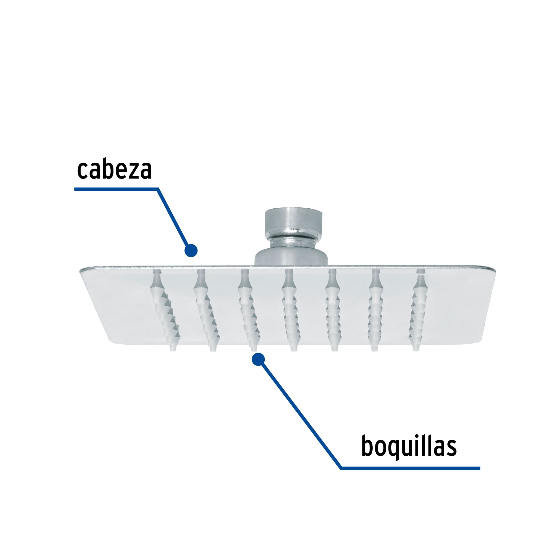 Regadera cuadrada 6', acero inox, sin brazo, cromo, Túbig