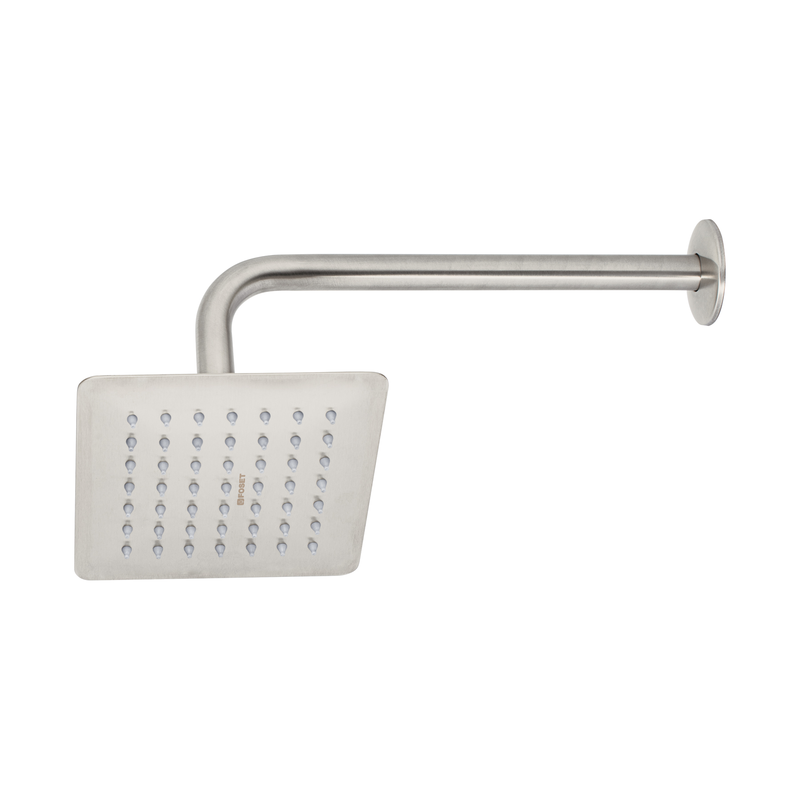 Regadera cuadrada 6', acero inox, con brazo, satín, Túbig