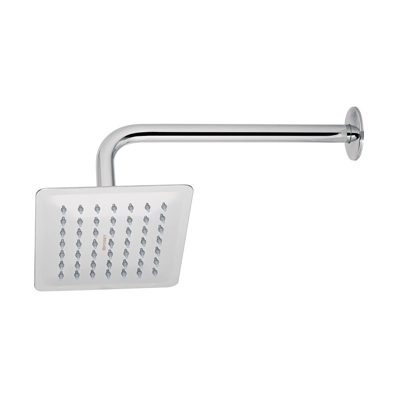 Regadera cuadrada 6', acero inox, con brazo, cromo, Túbig