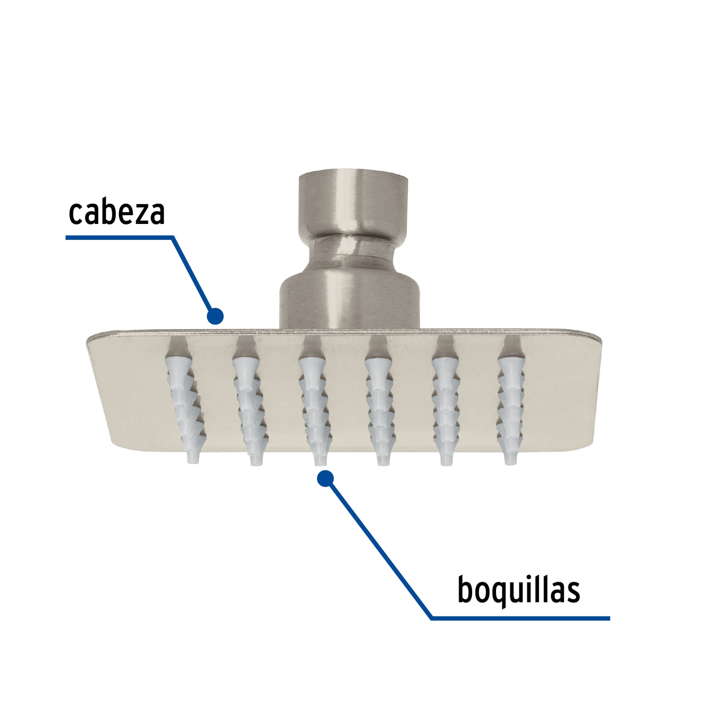 Regadera cuadrada 4', acero inox, sin brazo, satín, Túbig