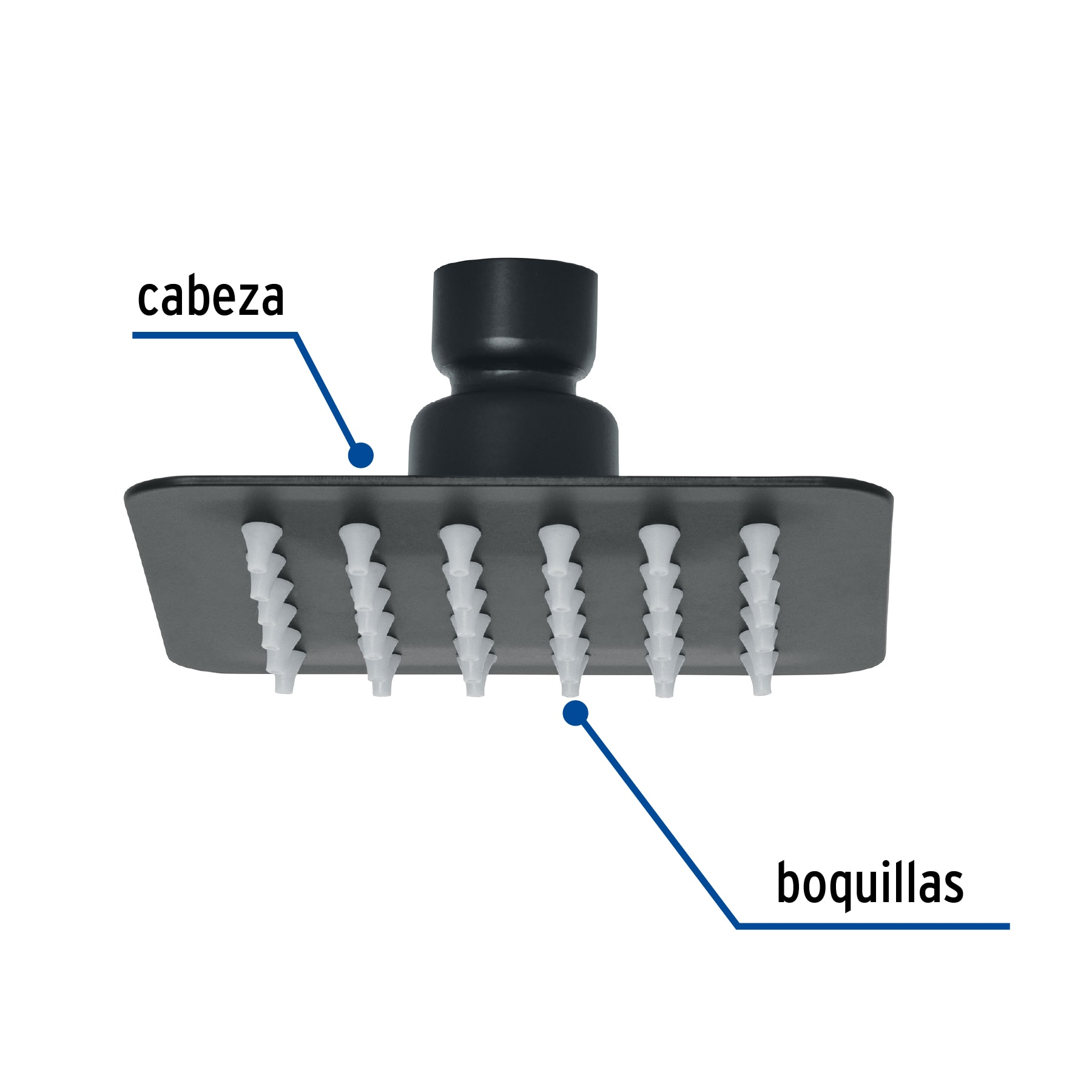Regadera cuadrada 4', acero inox, sin brazo, negro, Tubig