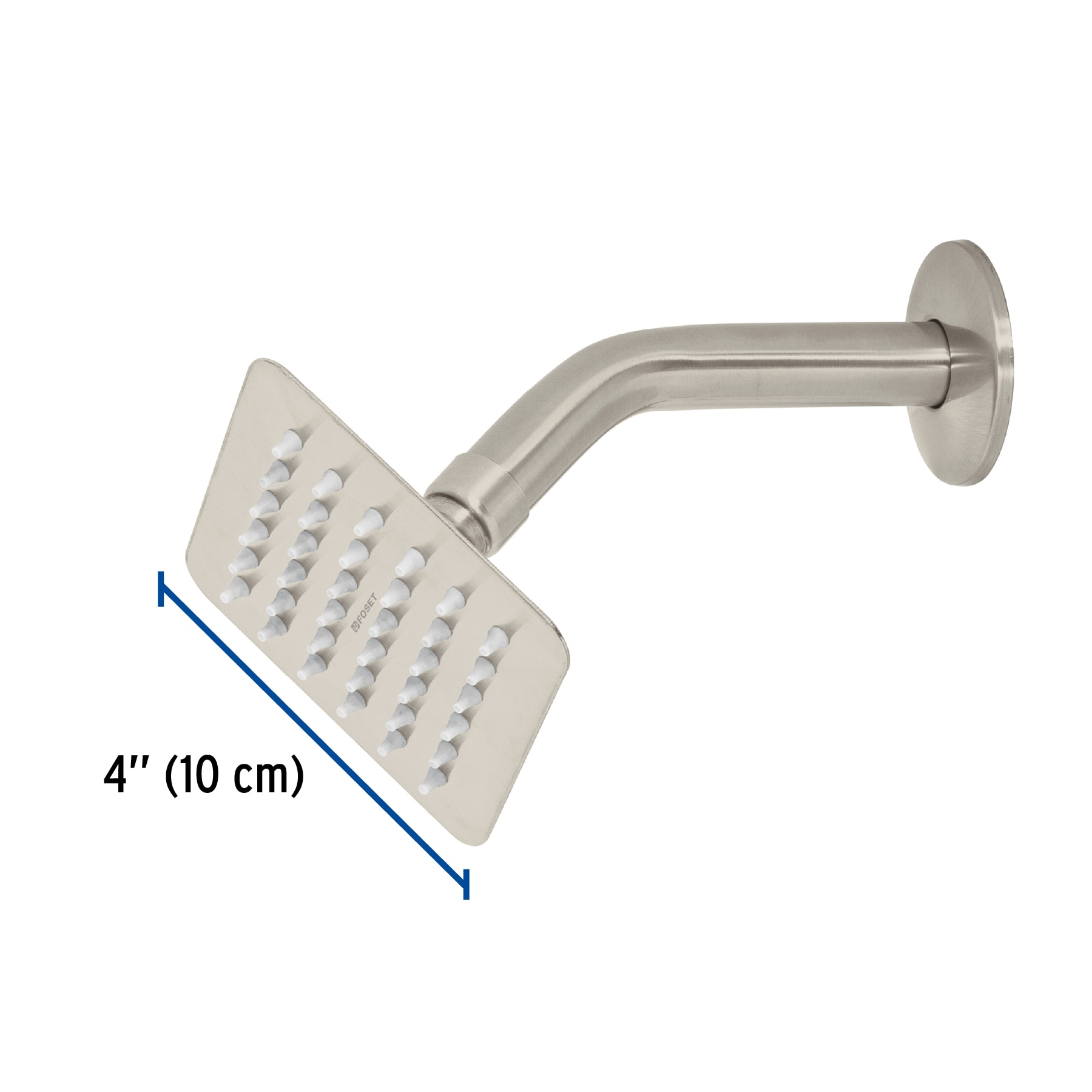 Regadera cuadrada 4', acero inox, con brazo, satín, Túbig
