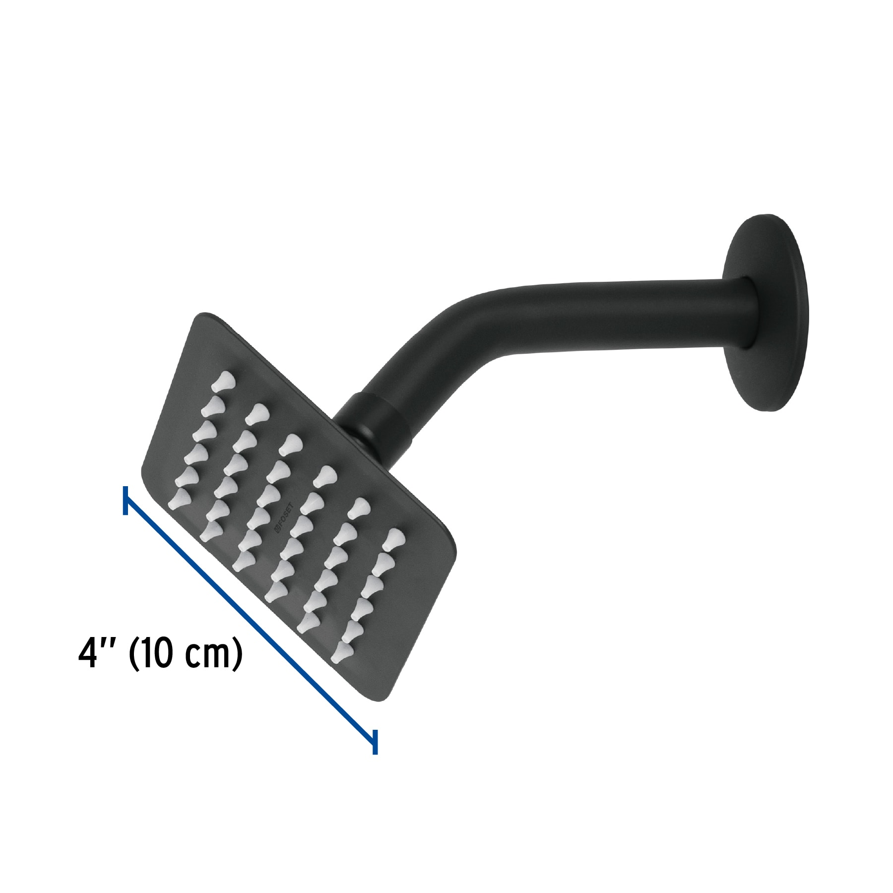 Regadera cuadrada 4', acero inox, con brazo, negro, Túbig