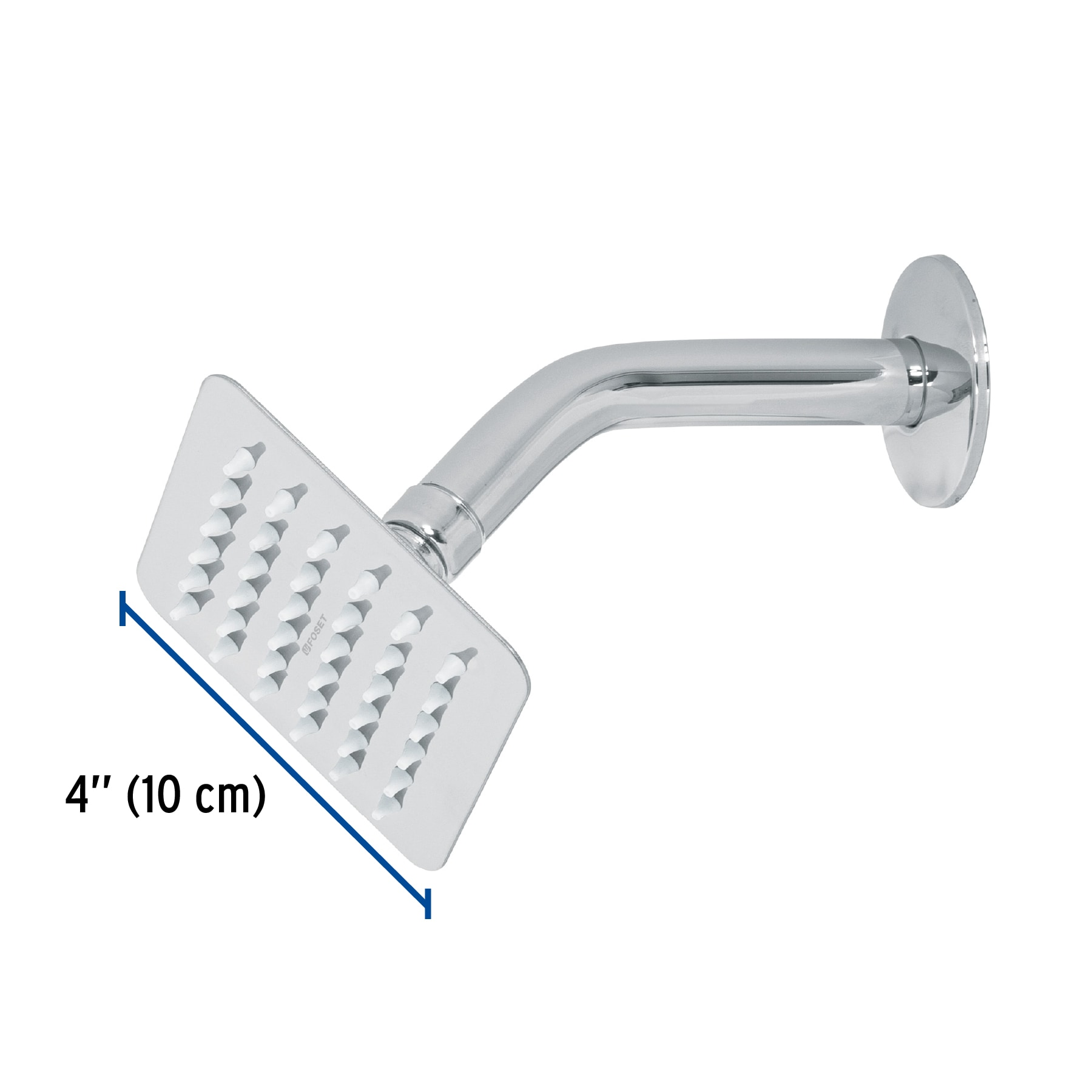 Regadera cuadrada 4', acero inox, con brazo, cromo, Túbig