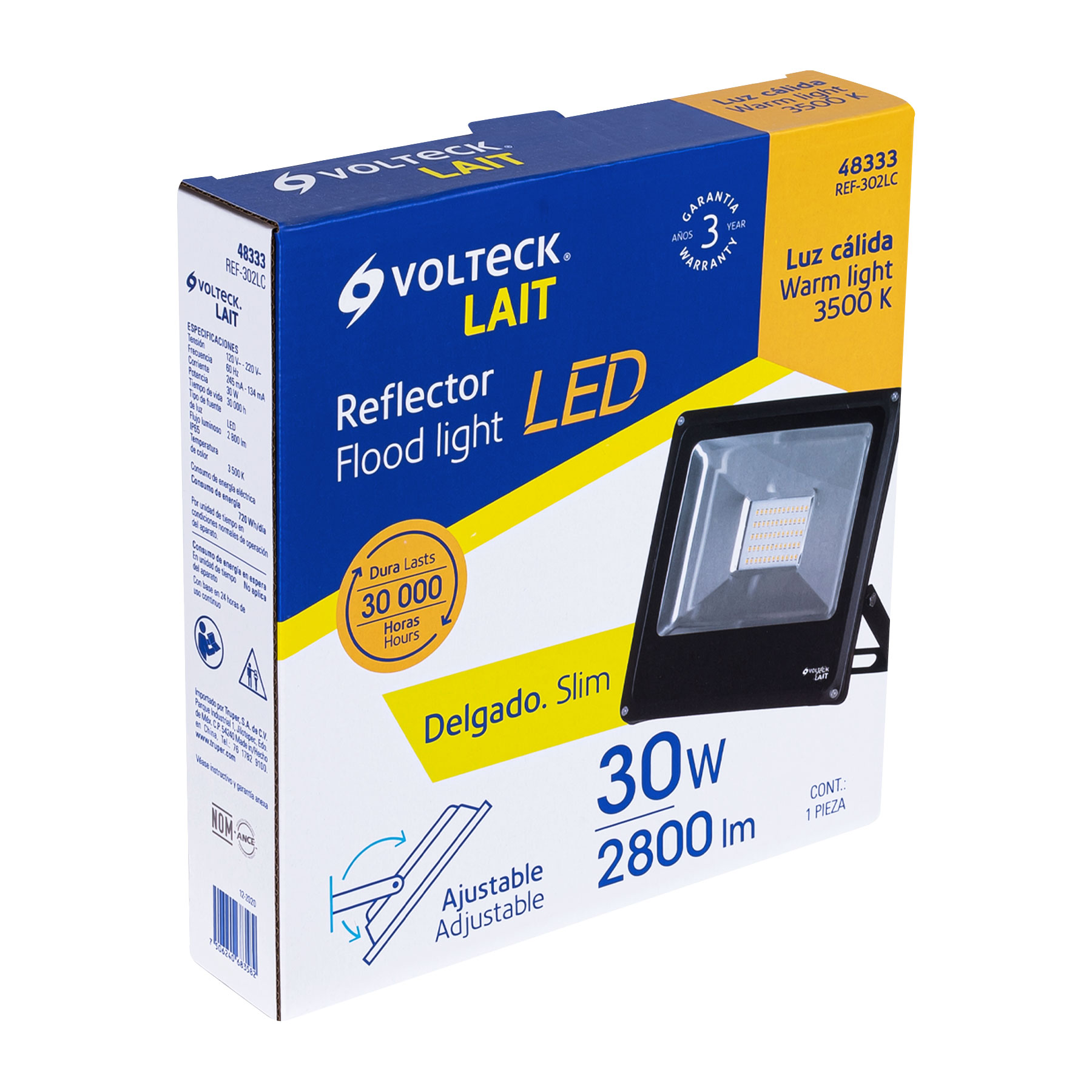 Reflector delgado de LED, 30 W, luz cálida