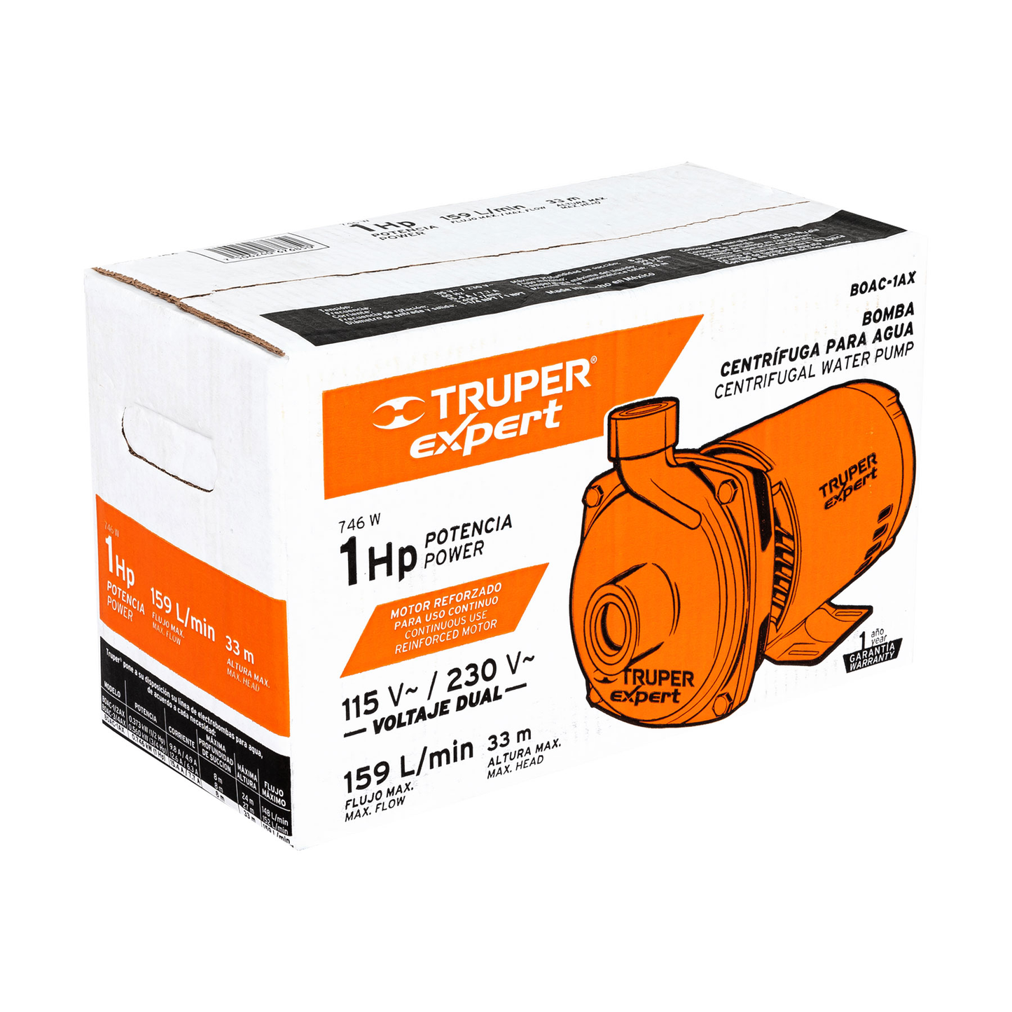 BOMBA P/AGUA CENTRIFUGAS DE 1 HP 33M