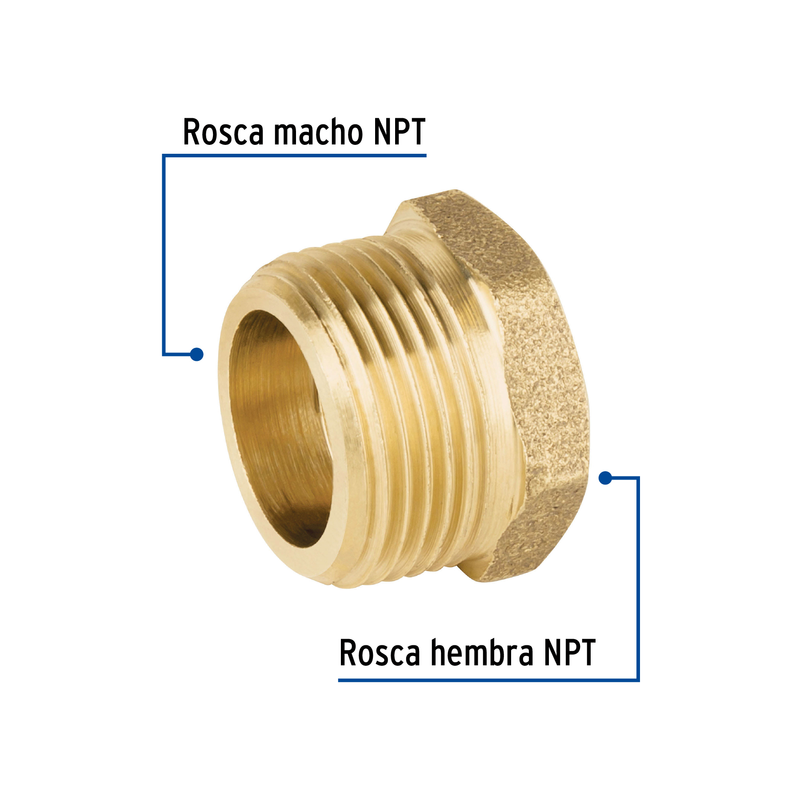 Reducción bushing de latón, 3/4' x 1/2'