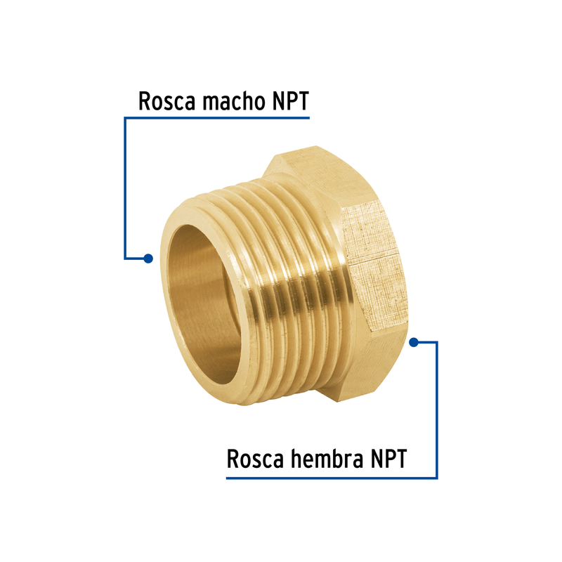Reducción bushing de latón, 1' x 3/4'