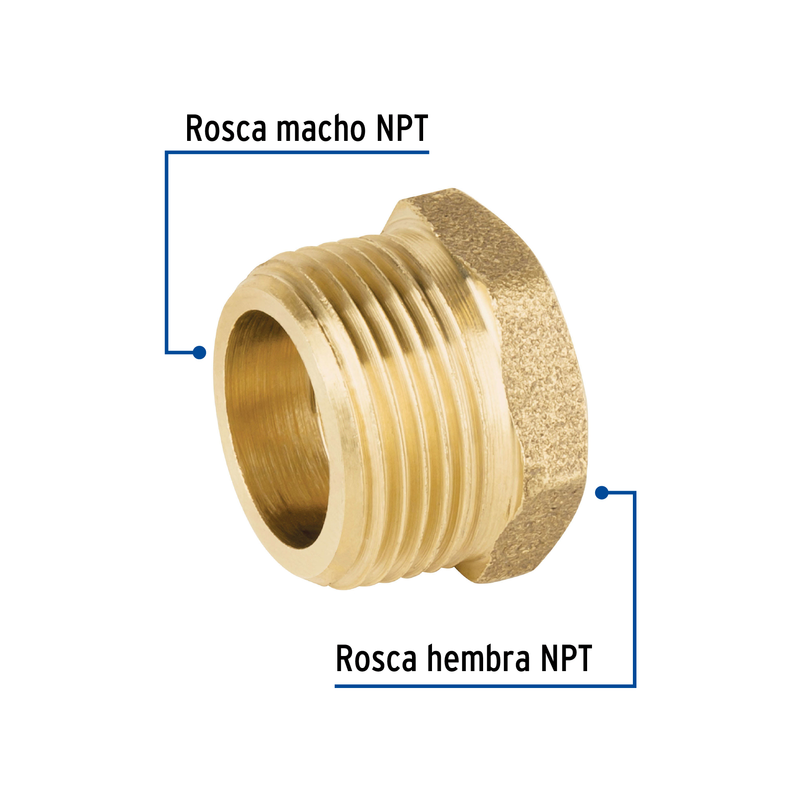 Reducción bushing de latón, 1' x 1/2'