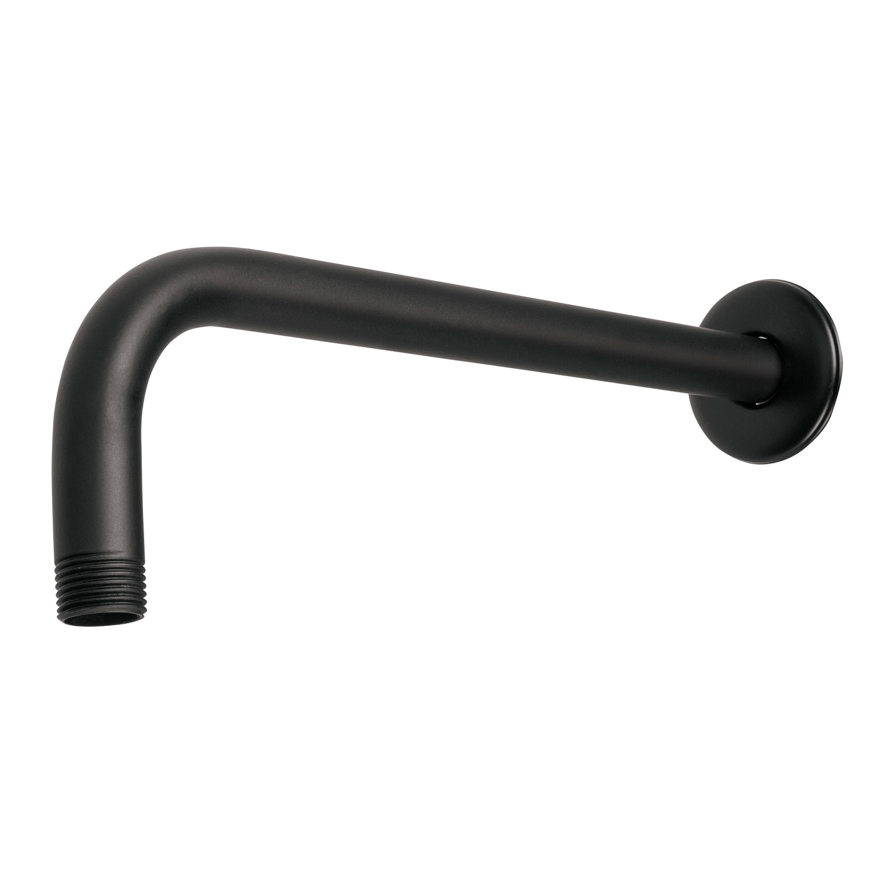 Brazo recto con chapetón para regadera, 40 cm, negro mate
