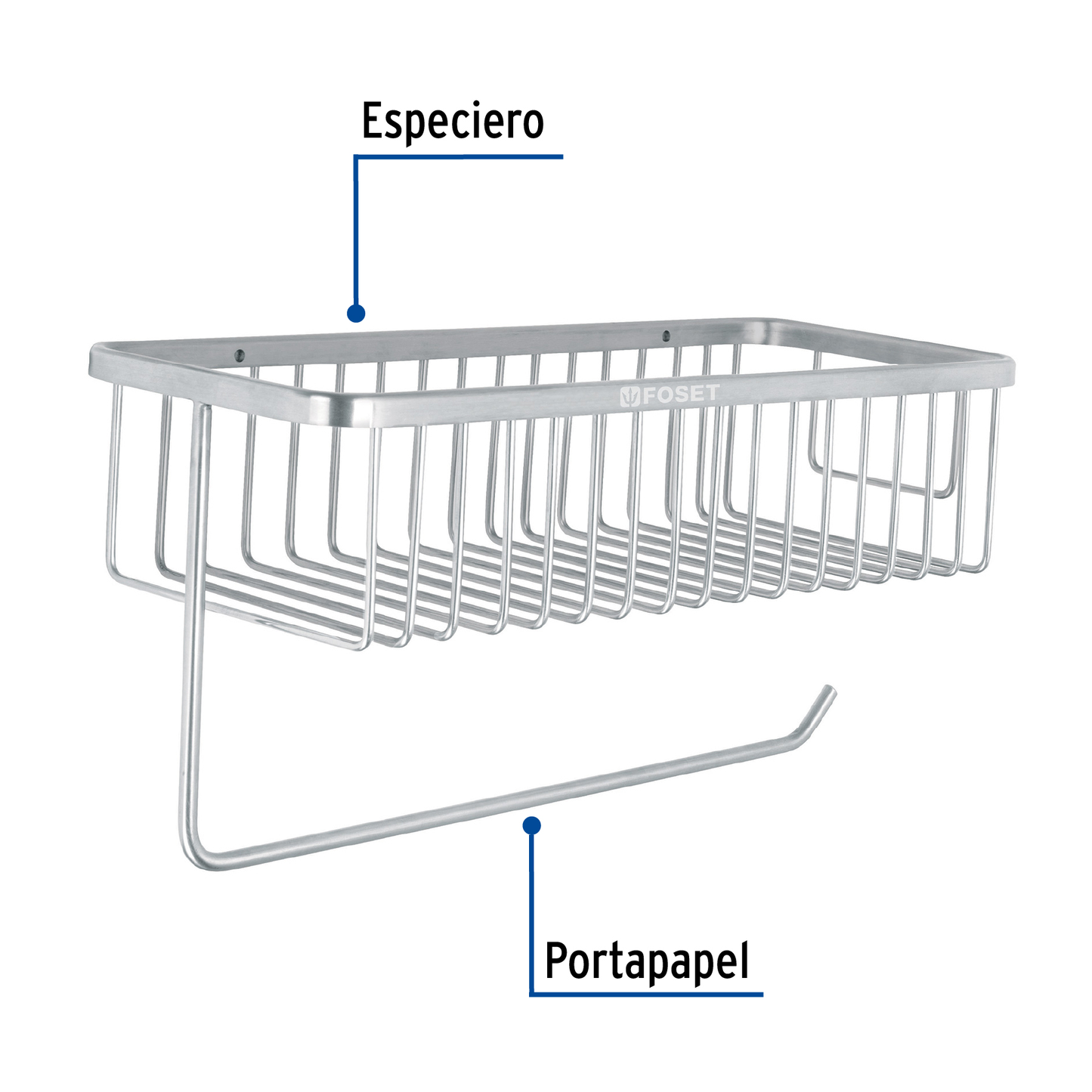 Porta rollo y especiero para cocina, satín, Riviera