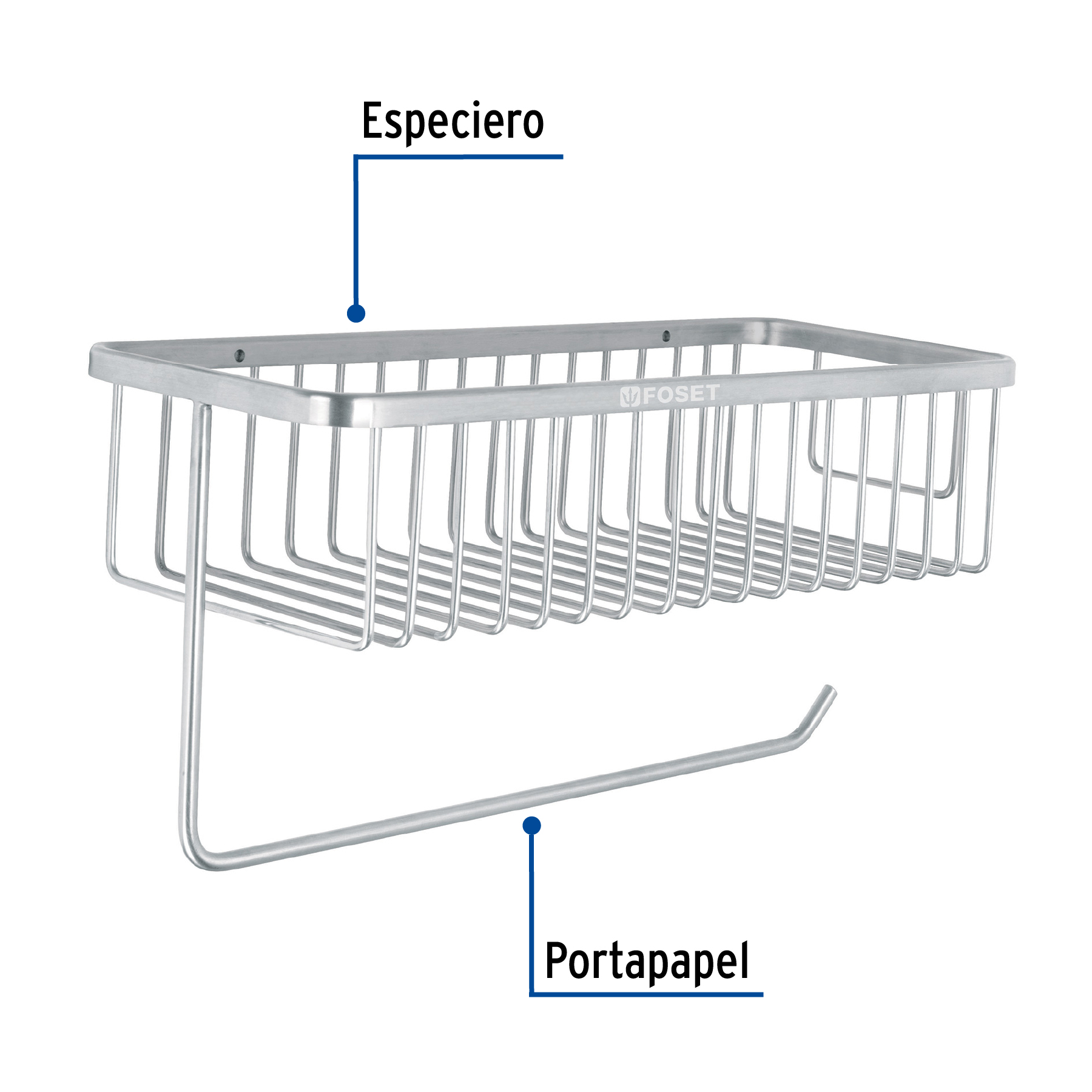 Porta rollo y especiero para cocina, satín, Riviera