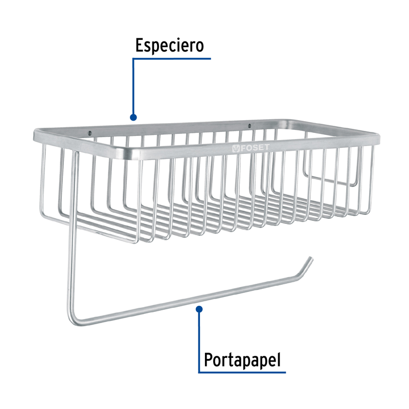 Porta rollo y especiero para cocina, satín, Riviera
