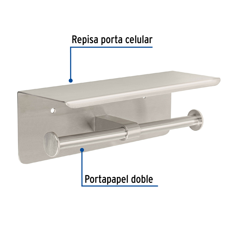 Porta rollo doble con soporte para celular, satín, Riviera