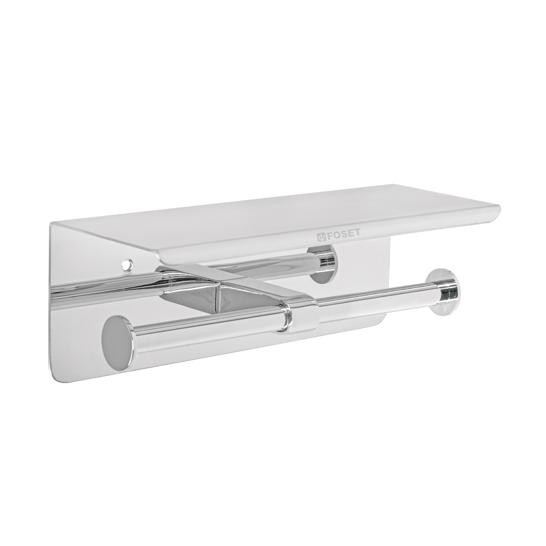 Porta rollo doble con soporte para celular, cromo, Riviera