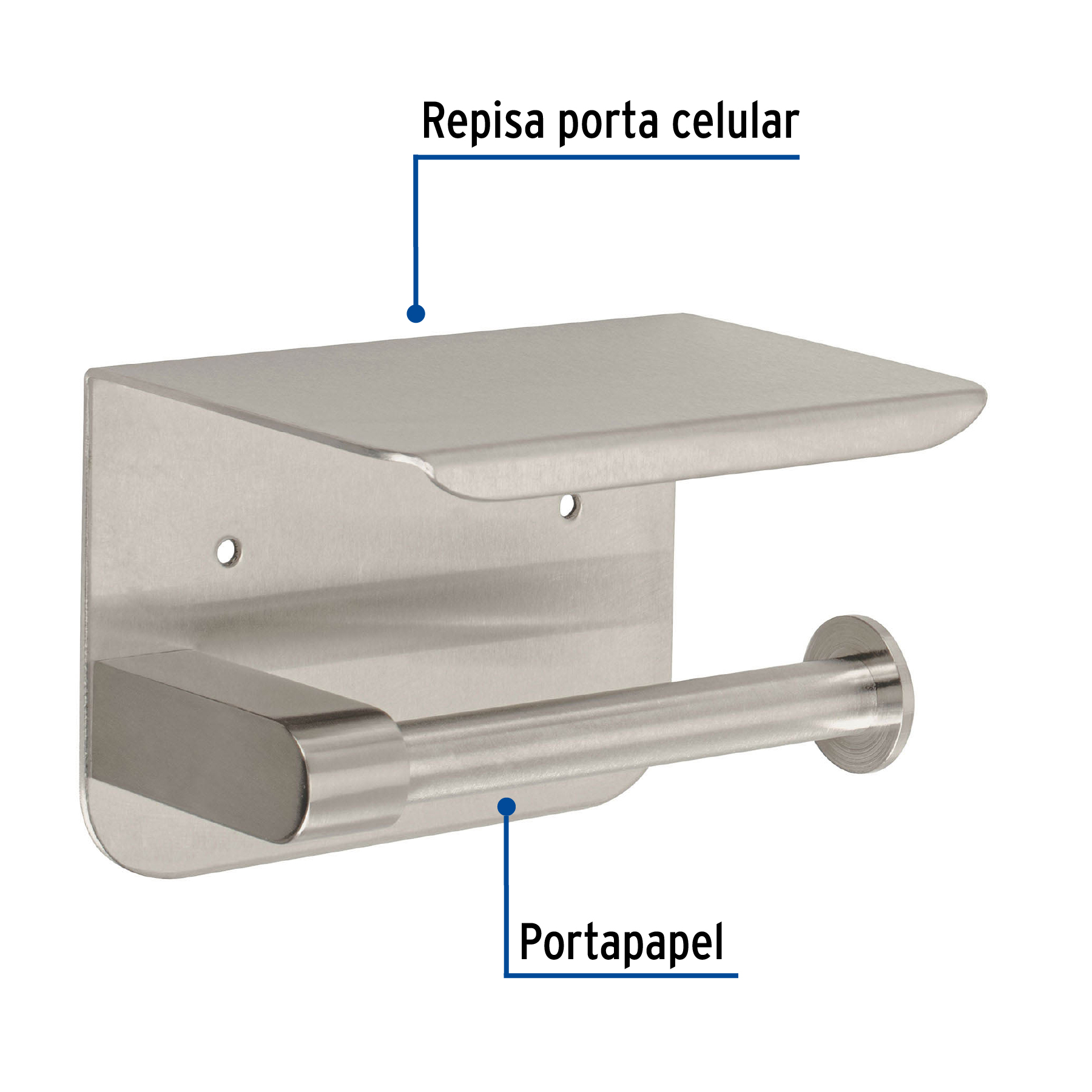 Porta rollo con soporte para celular, satín, Riviera