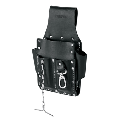 Porta herramientas grande de cuero, 7 compartimentos