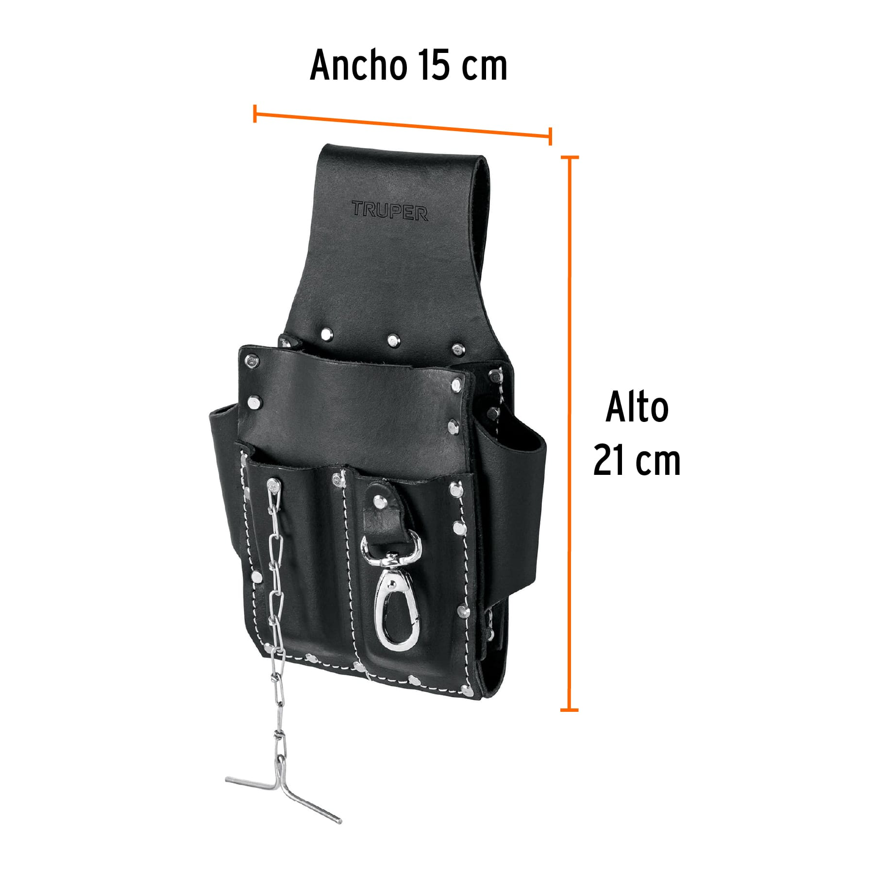 Porta herramientas grande de cuero, 7 compartimentos