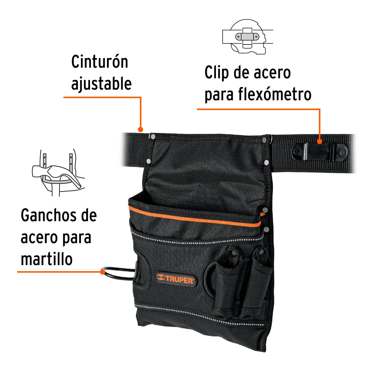 Porta herramientas de poliéster, 5 compartimentos