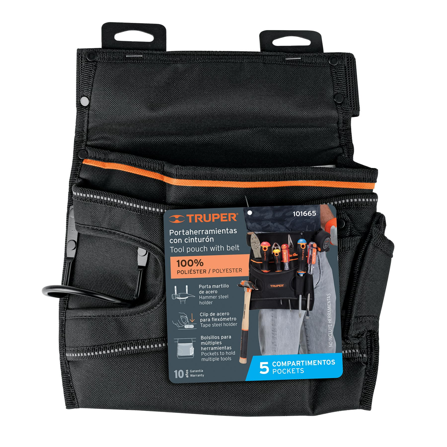 Porta herramientas de poliéster, 5 compartimentos