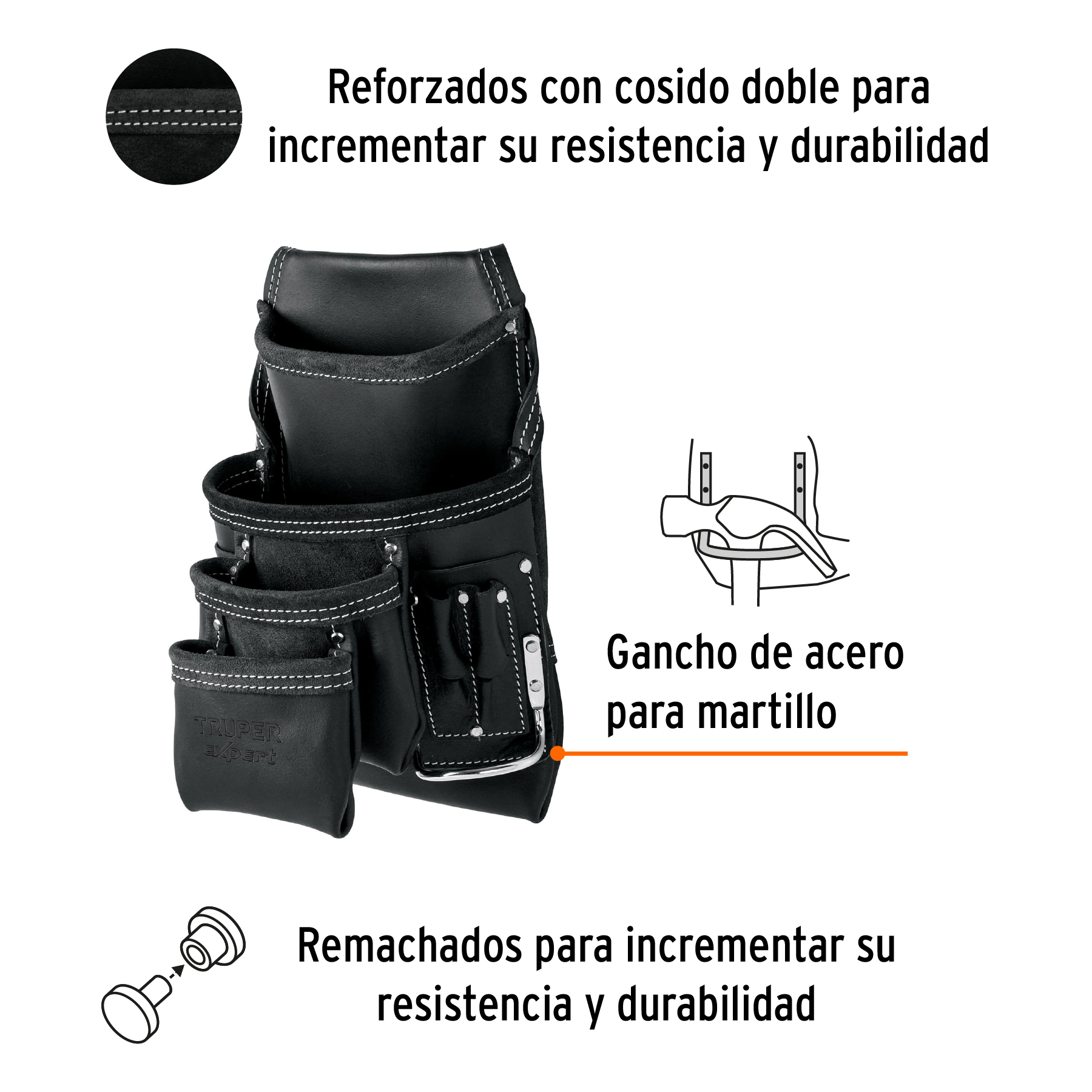 Porta herramientas de carnaza, 4 compartimientos, Expert