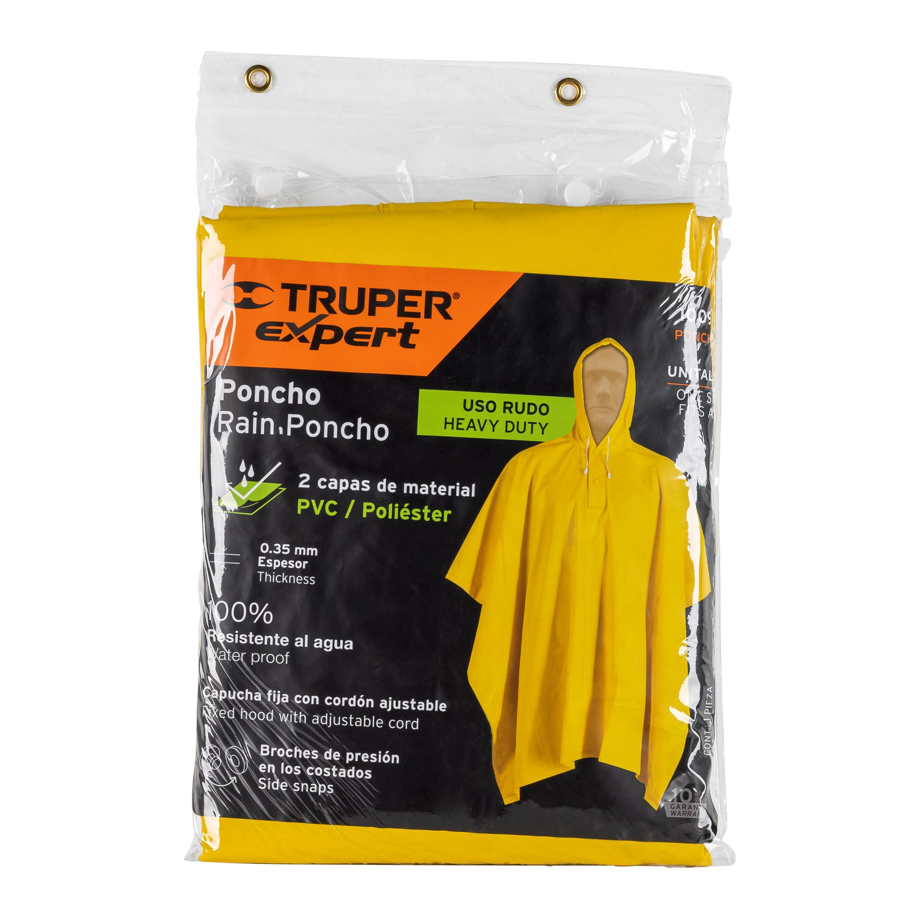 Poncho unitalla, PVC/poliéster, espesor 0.35mm,Truper Expert
