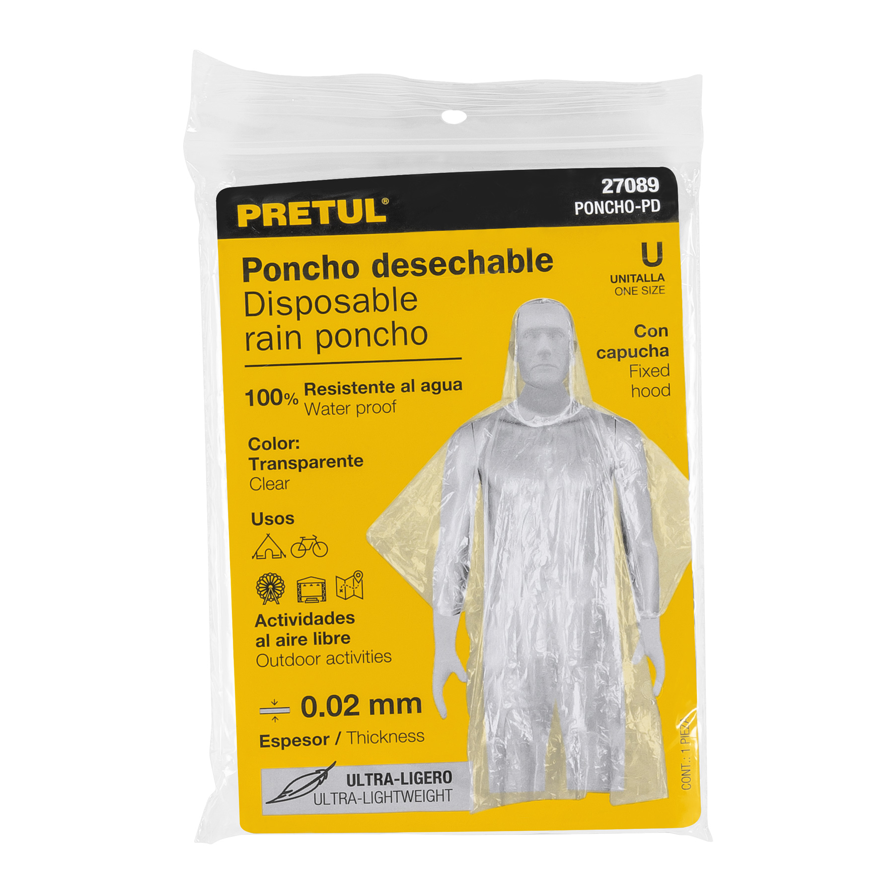 PONCHO DESECHABLE PRETUL