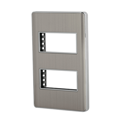 Placa de acero inox con 2 ventanas 1 módulo, línea Lisboa