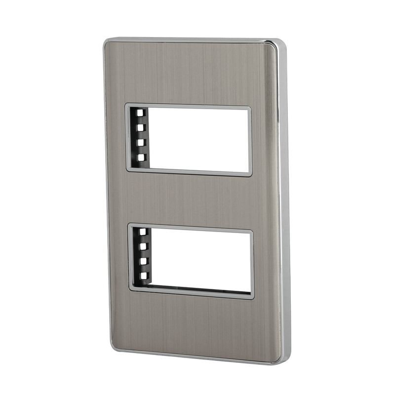 Placa de acero inox con 2 ventanas 1 módulo, línea Lisboa