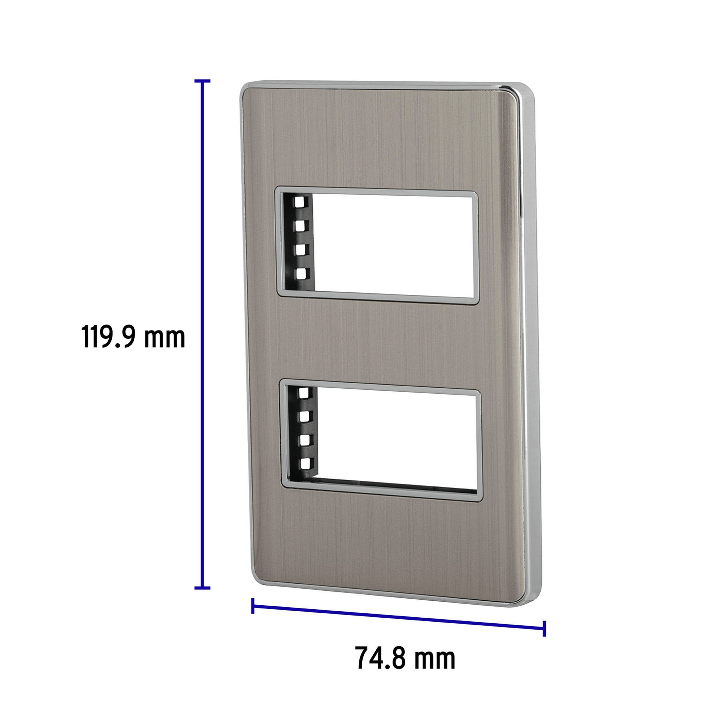 Placa de acero inox con 2 ventanas 1 módulo, línea Lisboa