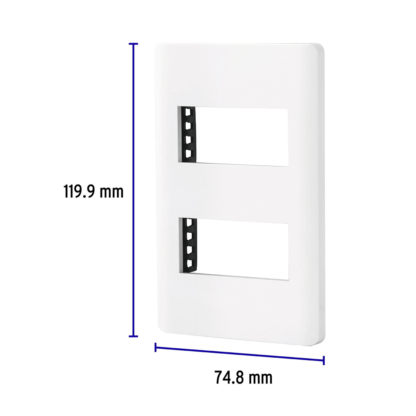 Placa blanca de 2 ventanas 1 módulo, línea Lisboa, Volteck