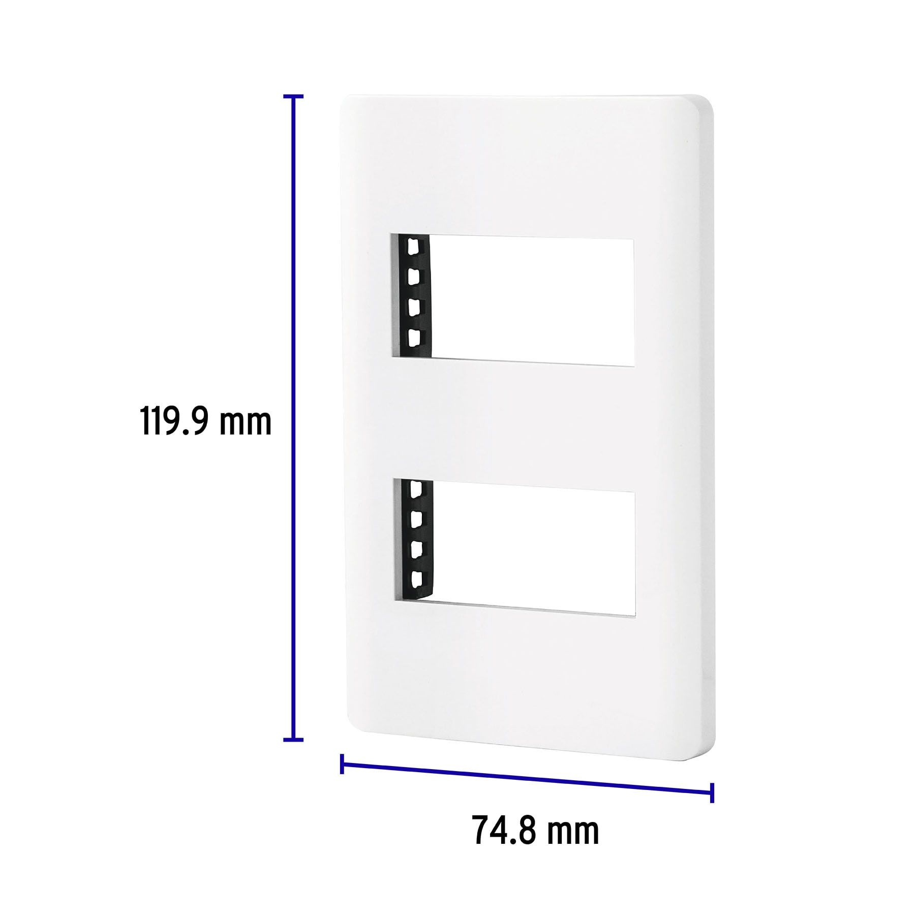 Placa blanca de 2 ventanas 1 módulo, línea Lisboa, Volteck
