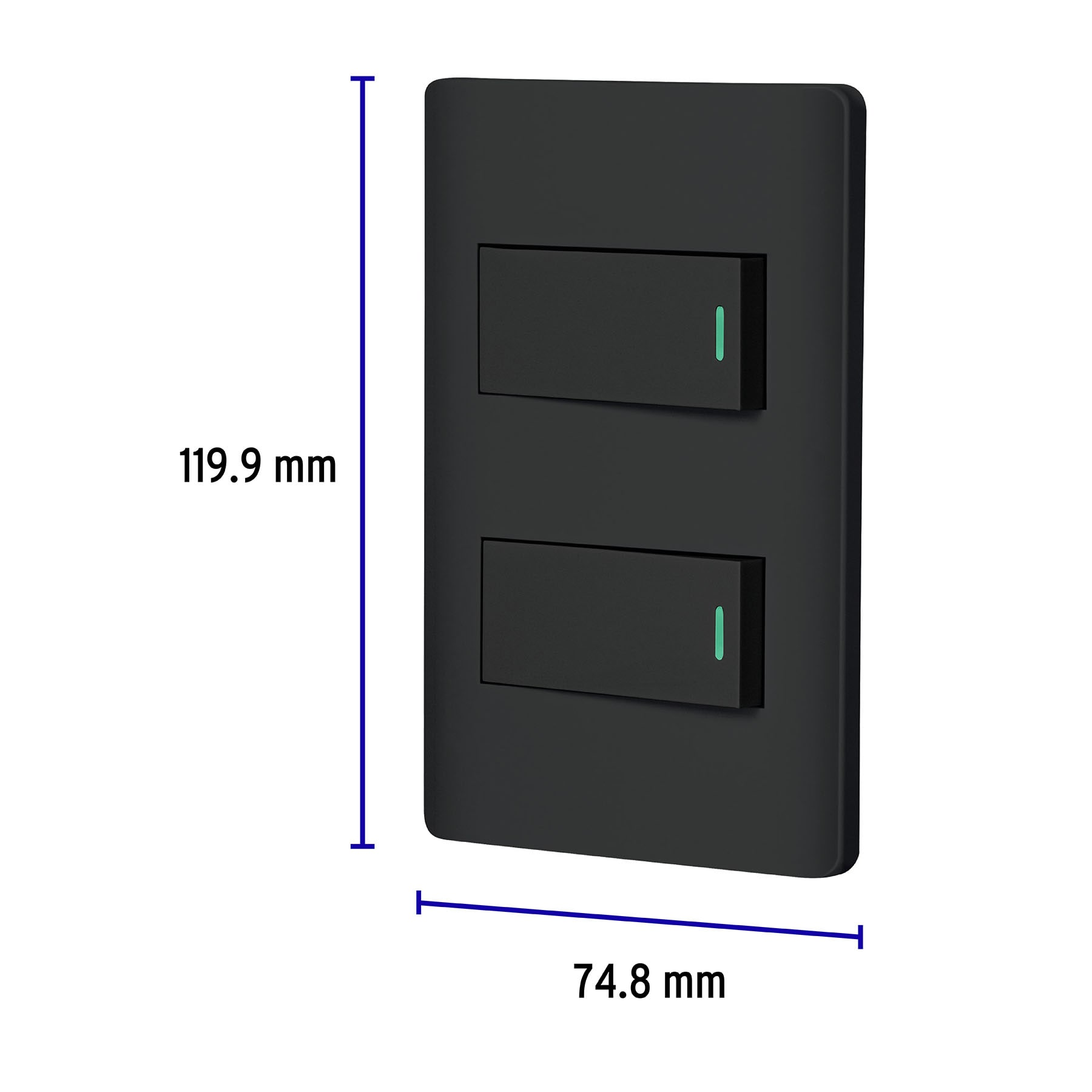Placa armada negra 1 interruptor y 1 de 3 vías 1 mód,Lisboa