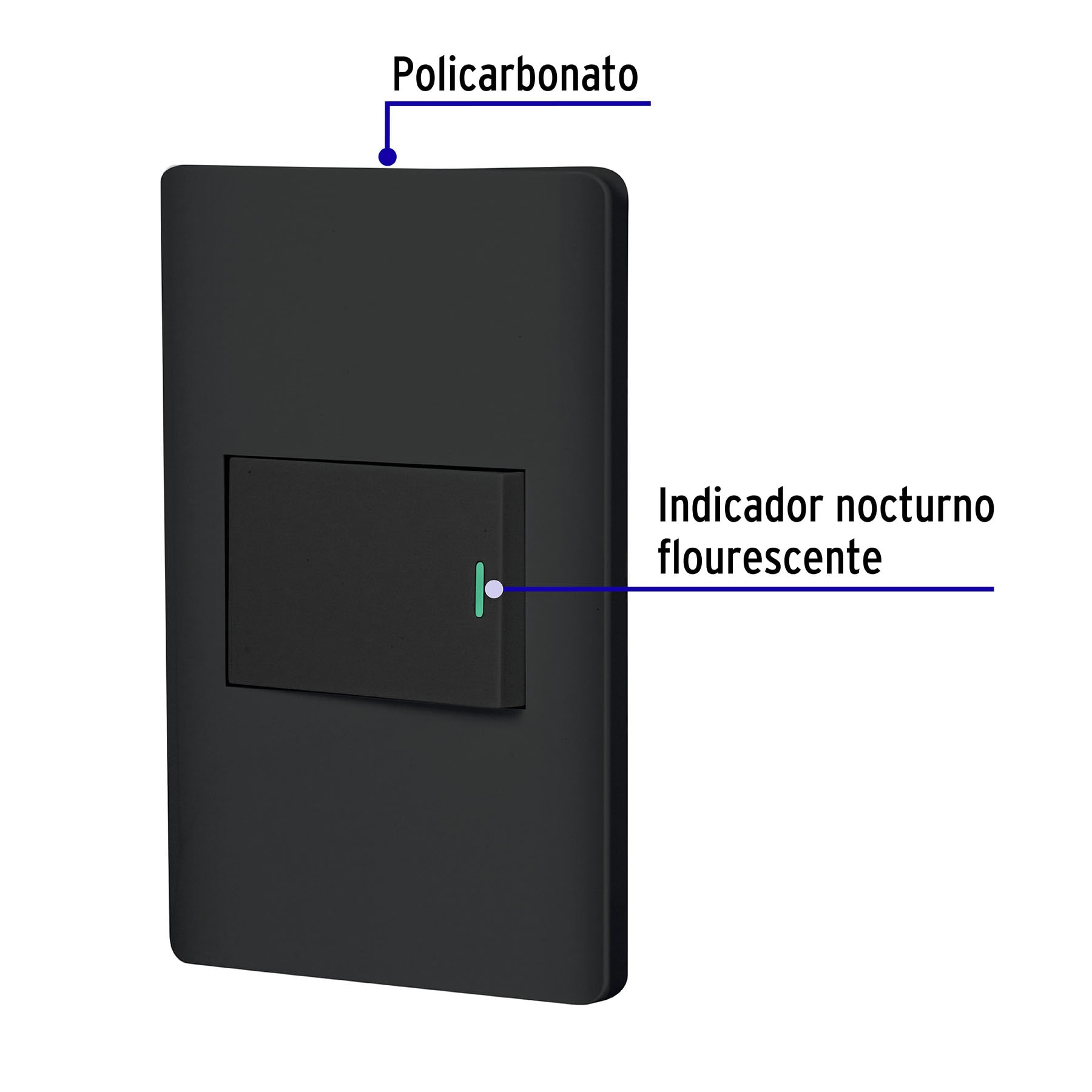 Placa armada negra 1 interruptor de 3 vías 1.5 mód, Lisboa